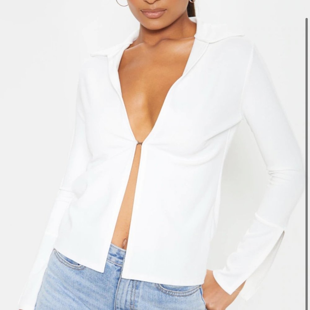 PLT White crepe Hook Front Top